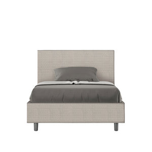 Letto imbottito 1 piazza e mezza 120x200 cm tessuto Labirinto Adele - Senza rete,Bianco