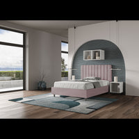 Letto imbottito 1 piazza e mezza 120x210 cm Agueda - Contenitore,Glicine,Microfibra