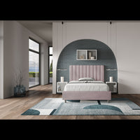 Letto imbottito 1 piazza e mezza 120x210 cm Agueda - Contenitore,Glicine,Microfibra