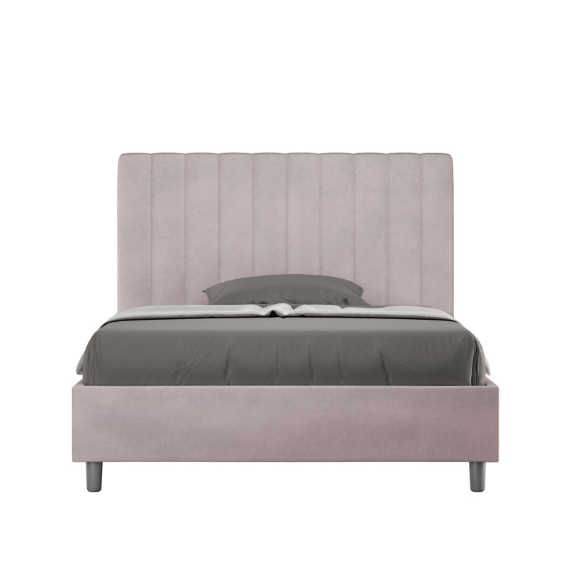 Letto imbottito 1 piazza e mezza 120x210 cm Agueda - Contenitore,Glicine,Microfibra