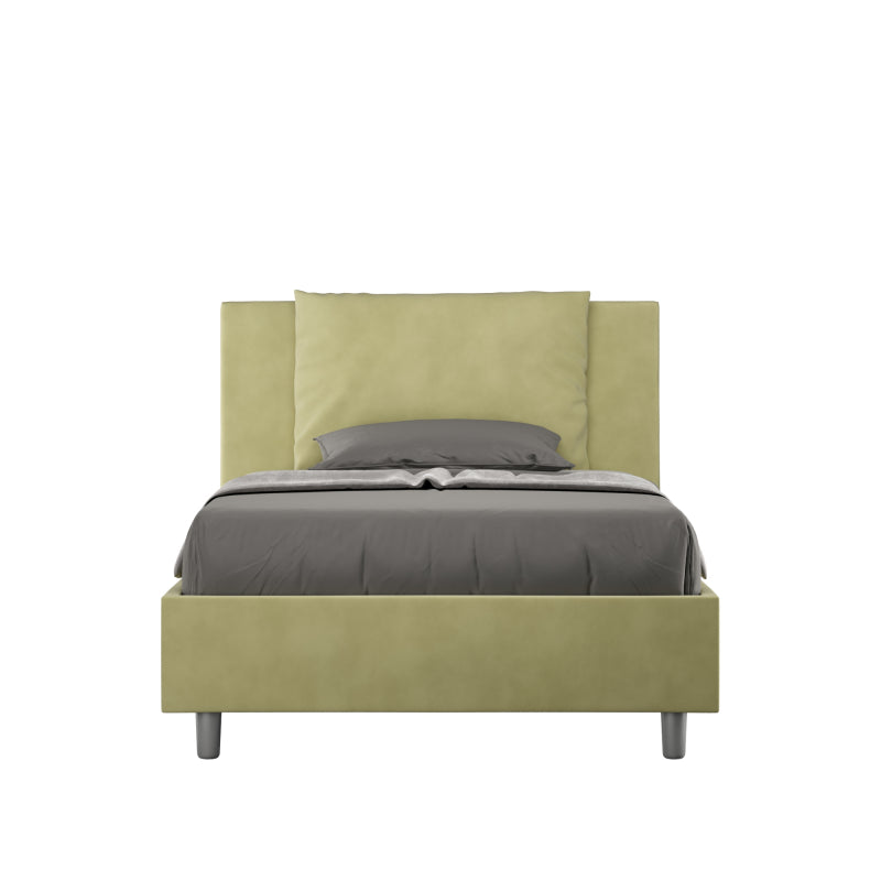 Letto imbottito 1 piazza e mezza 120x210 cm Antea - Contenitore,Microfibra,Tè verde