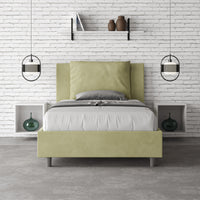 Letto imbottito 1 piazza e mezza 120x210 cm Antea - Contenitore,Microfibra,Tè verde