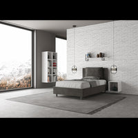 Letto imbottito 1 piazza e mezza 120x210 cm Antea - Contenitore,Microfibra,Grigio