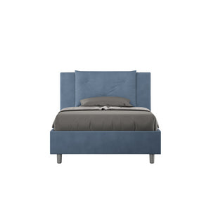 Letto imbottito 1 piazza e mezza 120x210 cm Appia - Contenitore,Microfibra,Blu