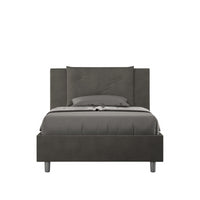 Letto imbottito 1 piazza e mezza 120x210 cm Appia - Senza rete,Microfibra,Grigio