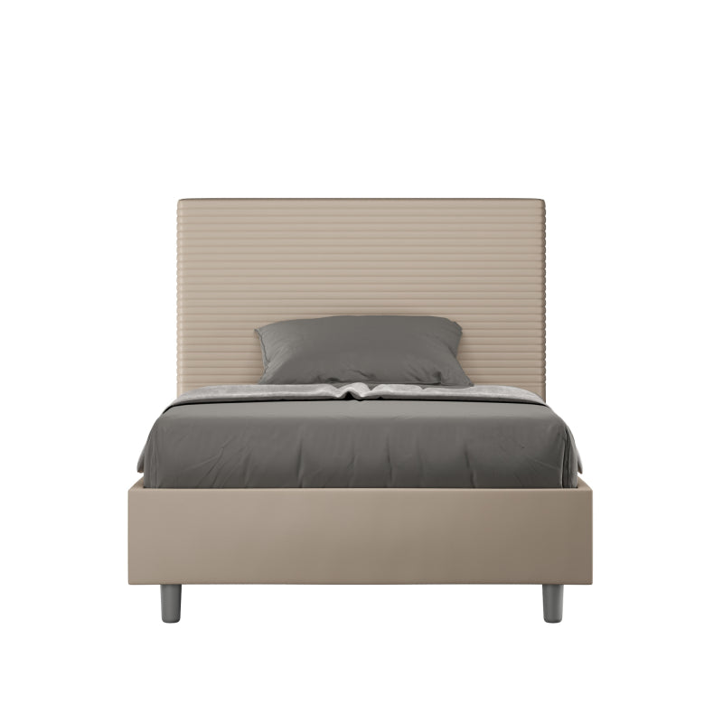 Letto imbottito 1 piazza e mezza 120x210 cm Focus - Similpelle,Tortora,Contenitore