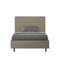 Letto imbottito 1 piazza e mezza 120x210 cm Focus - Similpelle,Cappuccino,Contenitore