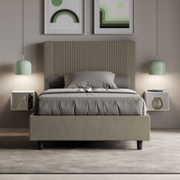 Letto imbottito 1 piazza e mezza 120x210 cm Goya - Similpelle,Cappuccino,Contenitore