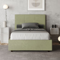 Letto imbottito 1 piazza e mezza 120x210 cm Mika - Senza rete,Microfibra,Tè verde