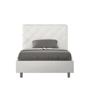 Letto imbottito 1 piazza e mezza 120x210 cm Priya - Senza rete,Bianco,Similpelle