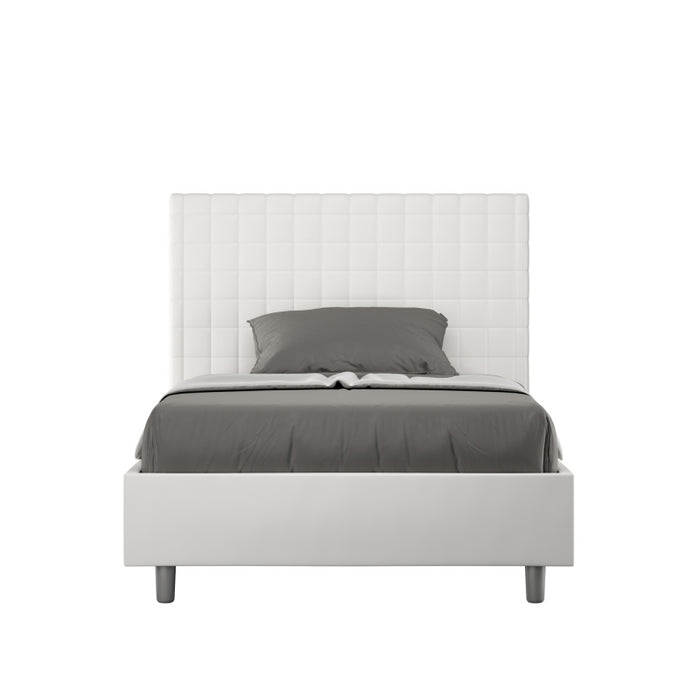 Letto imbottito 1 piazza e mezza 120x210 cm Sunny - Senza rete,Bianco,Similpelle