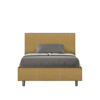 Letto imbottito 1 piazza e mezza 120x210 cm tessuto Labirinto Adele - Con rete,Giallo