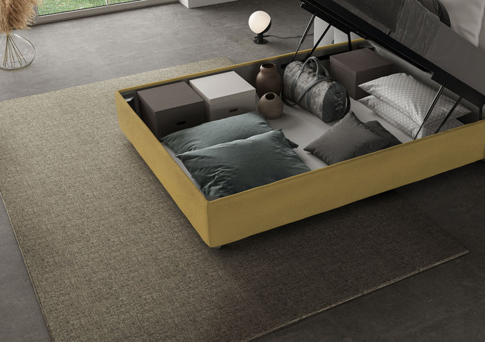 Letto 1 Piazza e Mezzo 120x210 cm con Rete e Contenitore Mika Ocra