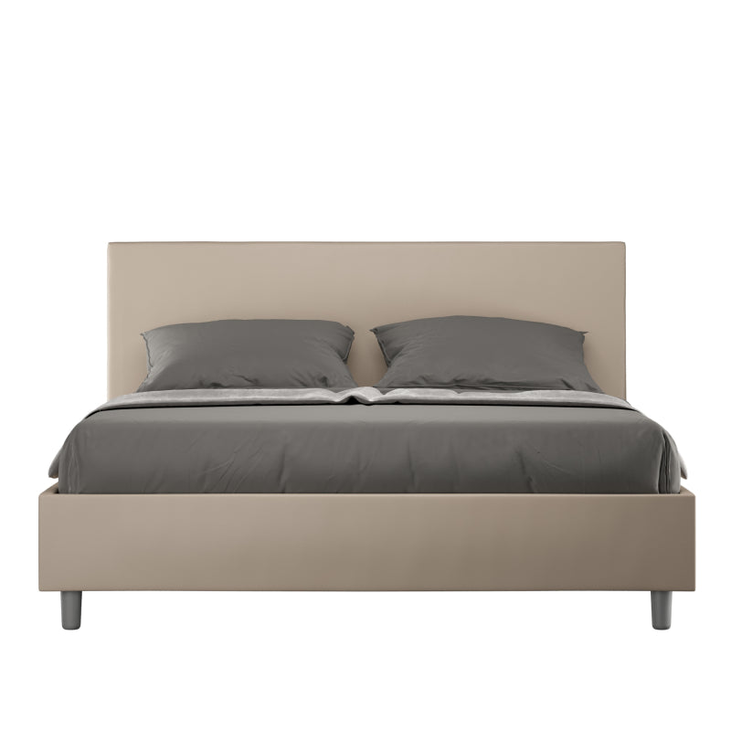 Letto imbottito Matrimoniale 160x190 cm Adele - Con rete,Microfibra,Grigio