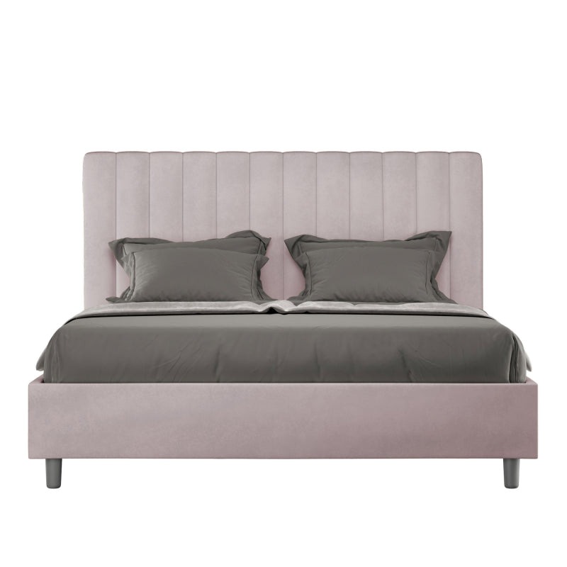 Letto imbottito Matrimoniale 160x190 cm Agueda - Senza rete,Glicine,Microfibra