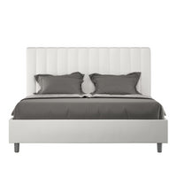 Letto imbottito Matrimoniale 160x190 cm Agueda - Bianco,Similpelle,Con rete