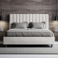 Letto imbottito Matrimoniale 160x190 cm Agueda - Bianco,Similpelle,Con rete