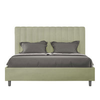 Letto imbottito Matrimoniale 160x190 cm Agueda - Senza rete,Microfibra,Tè verde