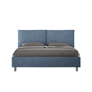 Letto imbottito Matrimoniale 160x190 cm Antea - Contenitore,Microfibra,Blu