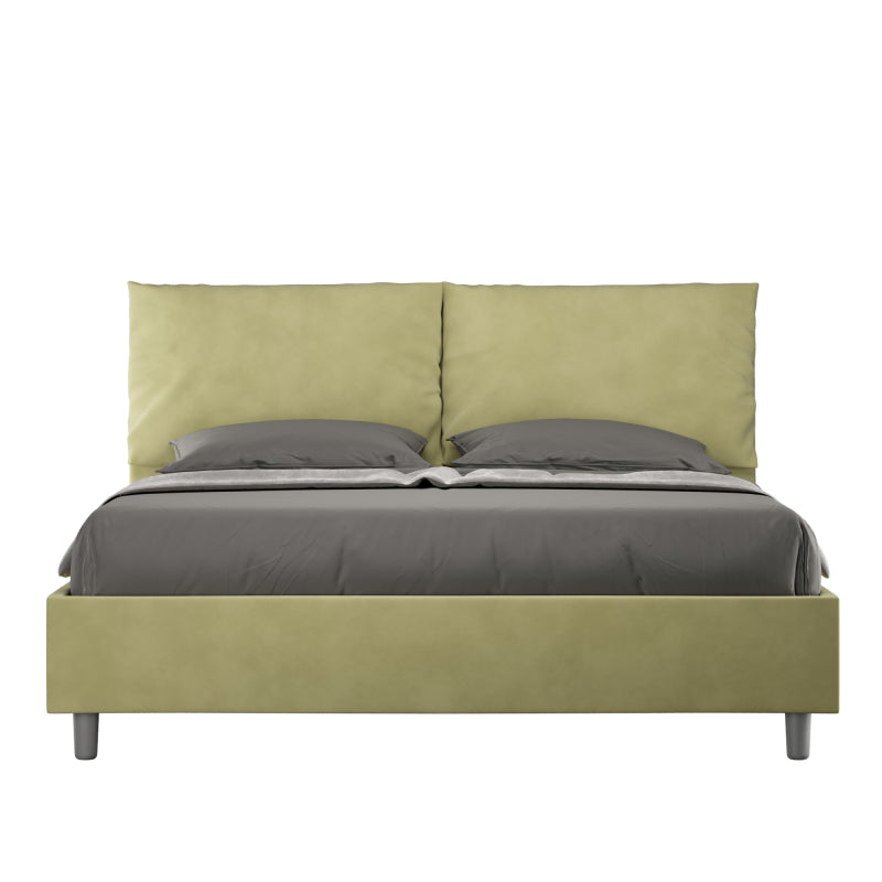 Letto imbottito Matrimoniale 160x190 cm Antea - Senza rete,Microfibra,Tè verde