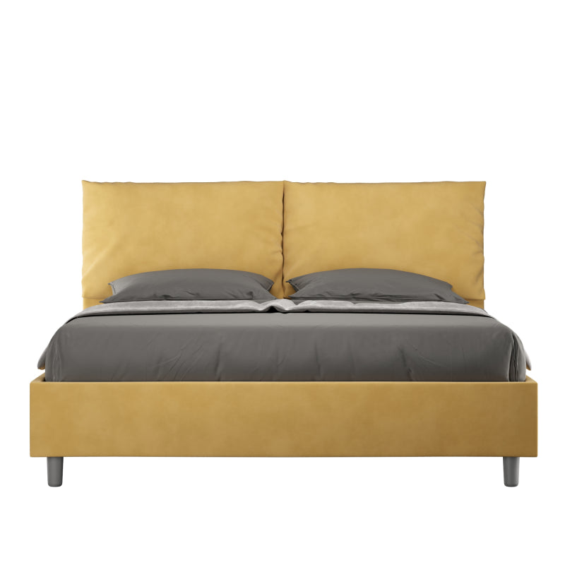 Letto imbottito Matrimoniale 160x190 cm Antea - Senza rete,Microfibra,Ocra