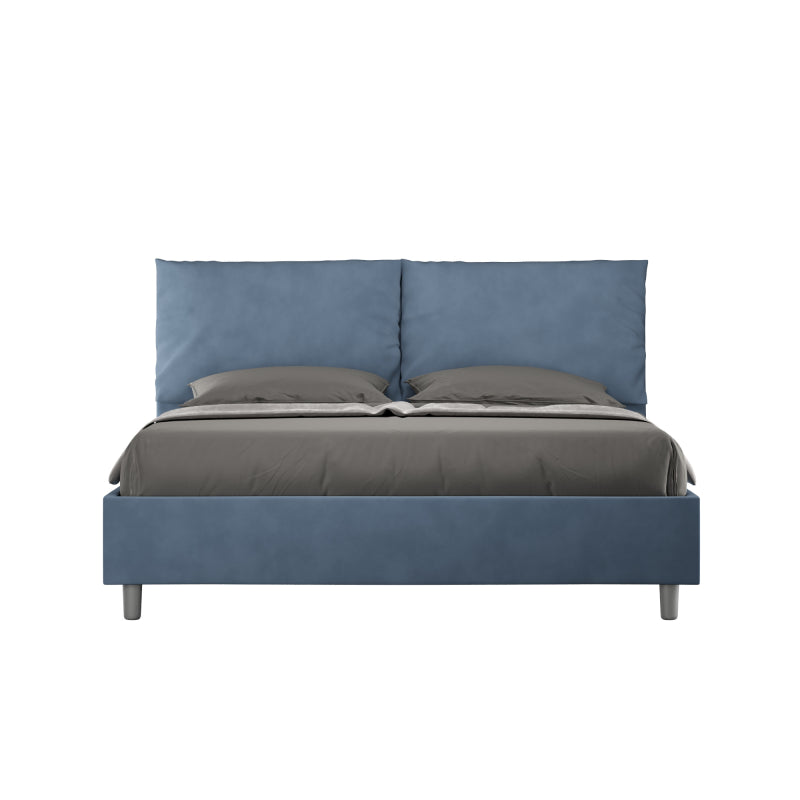 Letto imbottito Matrimoniale 160x190 cm Antea - Senza rete,Microfibra,Blu