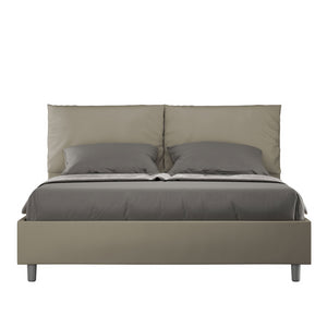 Letto imbottito Matrimoniale 160x190 cm Antea - Similpelle,Cappuccino,Con rete