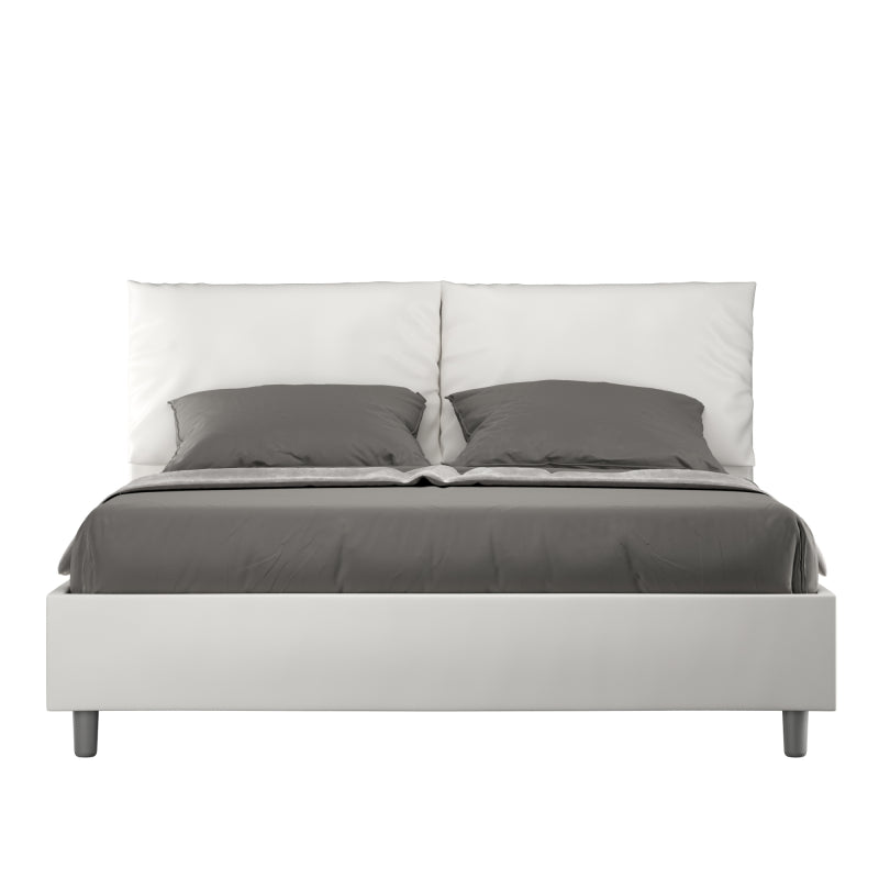 Letto imbottito Matrimoniale 160x190 cm Antea - Senza rete,Bianco,Similpelle