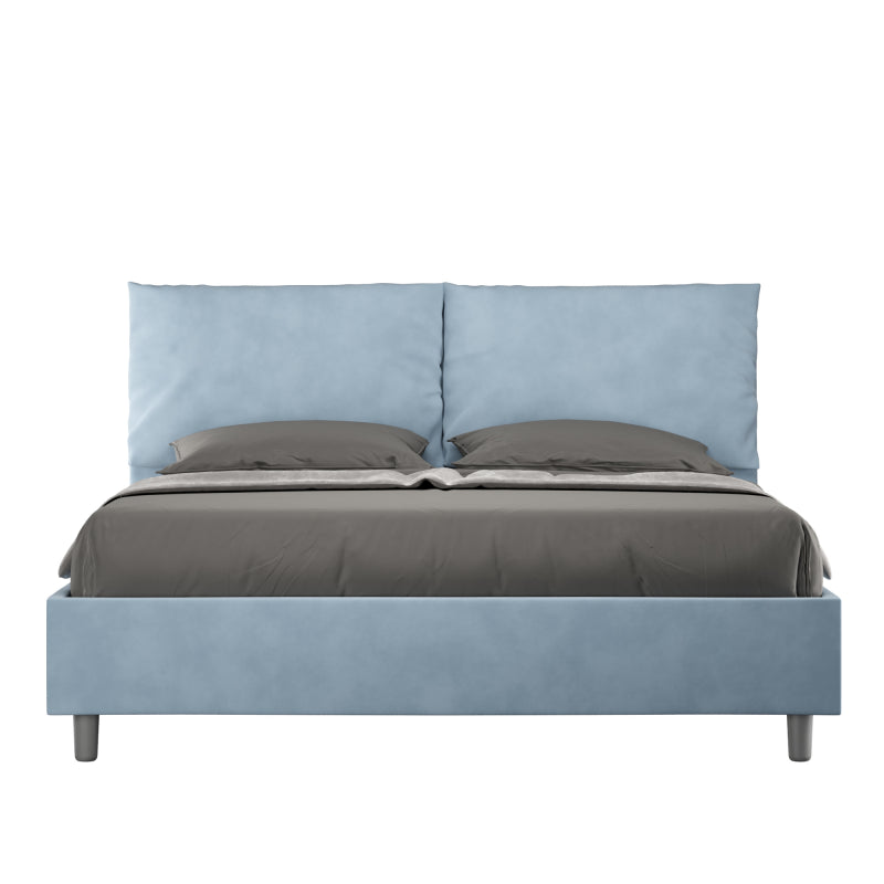 Letto imbottito Matrimoniale 160x190 cm Antea - Senza rete,Microfibra,Azzurro