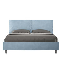 Letto imbottito Matrimoniale 160x190 cm Antea - Senza rete,Microfibra,Azzurro