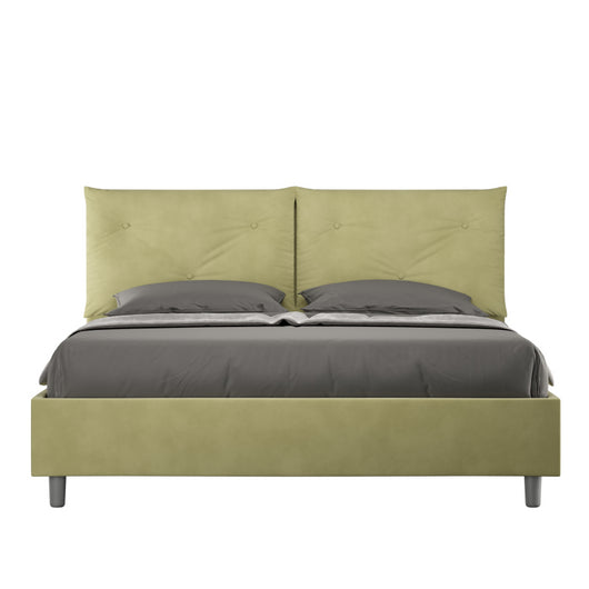 Letto imbottito Matrimoniale 160x190 cm Appia - Con rete,Microfibra,Tè verde