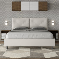 Letto imbottito Matrimoniale 160x190 cm Appia - Bianco,Similpelle,Contenitore