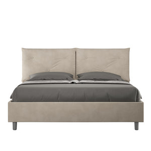 Letto imbottito Matrimoniale 160x190 cm Appia - Con rete,Microfibra,Sabbia