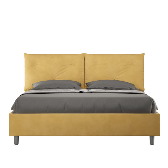 Letto imbottito Matrimoniale 160x190 cm Appia - Con rete,Microfibra,Ocra