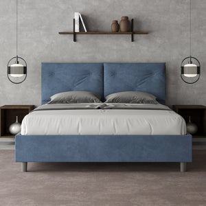 Letto imbottito Matrimoniale 160x190 cm Appia - Contenitore,Microfibra,Blu