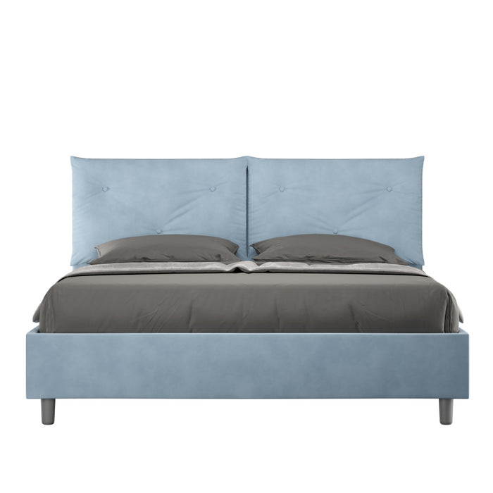 Letto imbottito Matrimoniale 160x190 cm Appia - Con rete,Microfibra,Azzurro