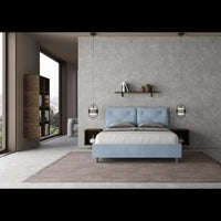 Letto imbottito Matrimoniale 160x190 cm Appia - Con rete,Microfibra,Azzurro