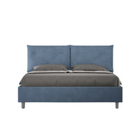 Letto imbottito Matrimoniale 160x190 cm Appia - Contenitore,Microfibra,Blu