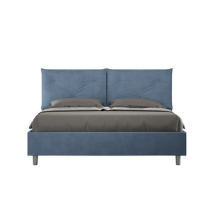 Letto imbottito Matrimoniale 160x190 cm Appia - Contenitore,Microfibra,Blu