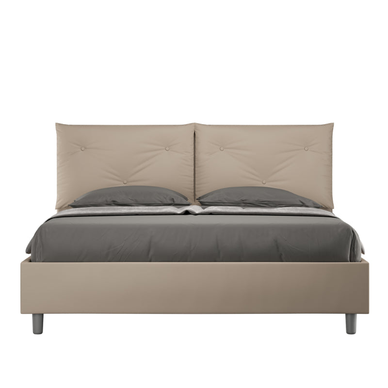 Letto imbottito Matrimoniale 160x190 cm Appia - Similpelle,Tortora,Con rete