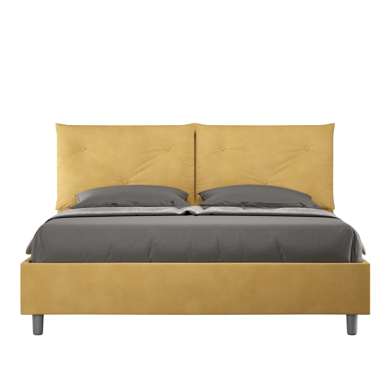 Letto imbottito Matrimoniale 160x190 cm Appia - Senza rete,Microfibra,Ocra