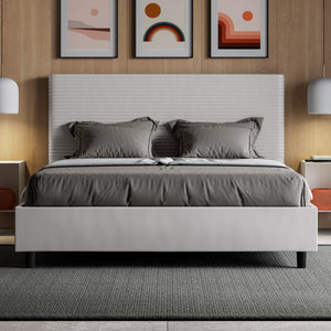 Letto imbottito Matrimoniale 160x190 cm Focus - Bianco,Similpelle,Contenitore