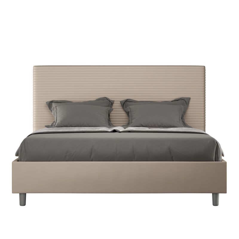 Letto imbottito Matrimoniale 160x190 cm Focus - Senza rete,Similpelle,Tortora