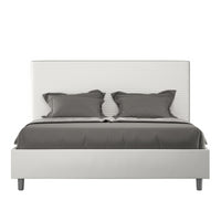 Letto imbottito Matrimoniale 160x190 cm Focus - Bianco,Similpelle,Contenitore