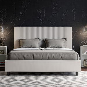 Letto imbottito Matrimoniale 160x190 cm Goya - Senza rete,Bianco,Similpelle