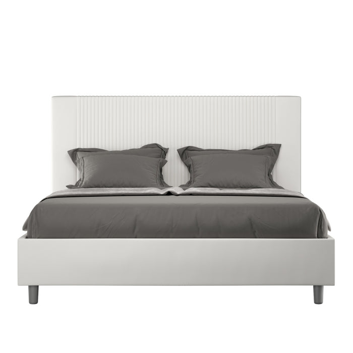 Letto imbottito Matrimoniale 160x190 cm Goya - Senza rete,Bianco,Similpelle