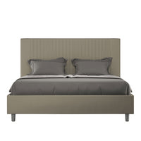 Letto imbottito Matrimoniale 160x190 cm Goya - Similpelle,Cappuccino,Contenitore