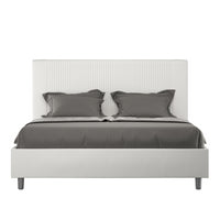 Letto imbottito Matrimoniale 160x190 cm Goya - Senza rete,Bianco,Similpelle