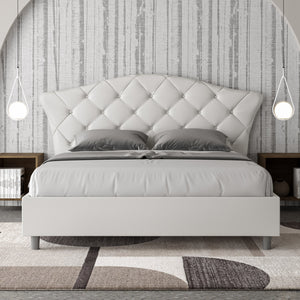 Letto imbottito Matrimoniale 160x190 cm Langre - Senza rete,Bianco,Similpelle