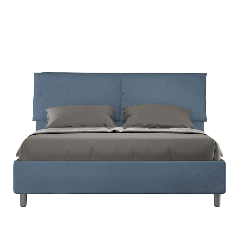 Letto imbottito Matrimoniale 160x190 cm Mados - Senza rete,Microfibra,Blu